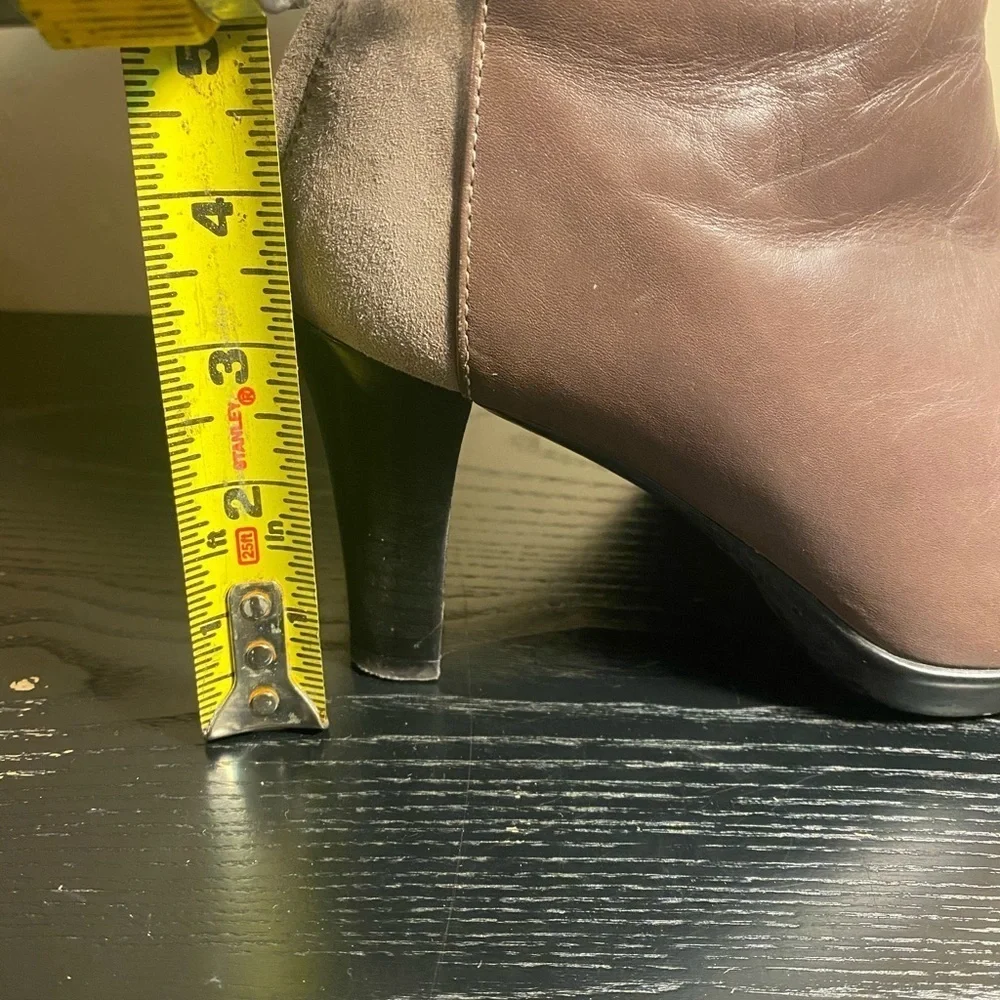 Aquatalia Reggae Two Tone Brown Leather Heeled Ankle Short Booties Size 6